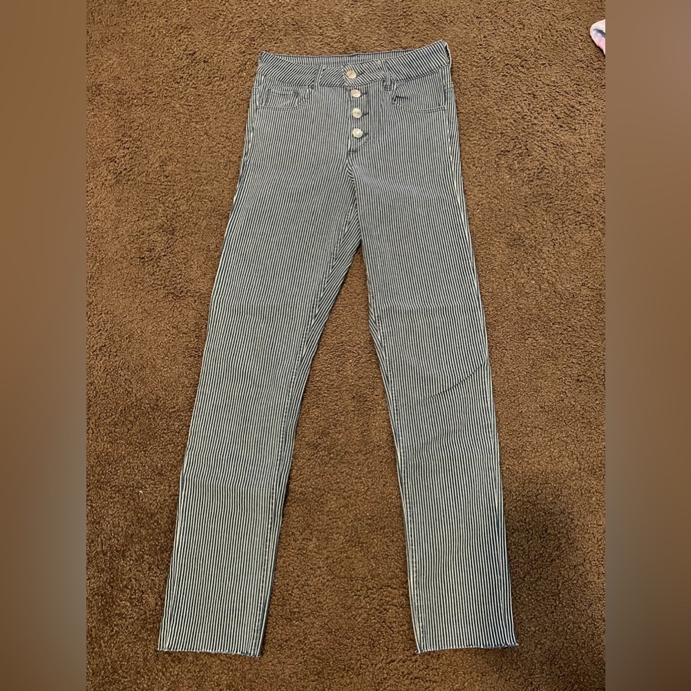 Size 24 blue white striped jeans